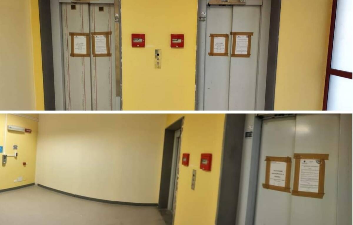 L’AQUILA: INCUBO ASCENSORI IN OSPEDALE, FERMI DA GIORNI AL DELTA 7 E DA ANNI  AL DELTA 6