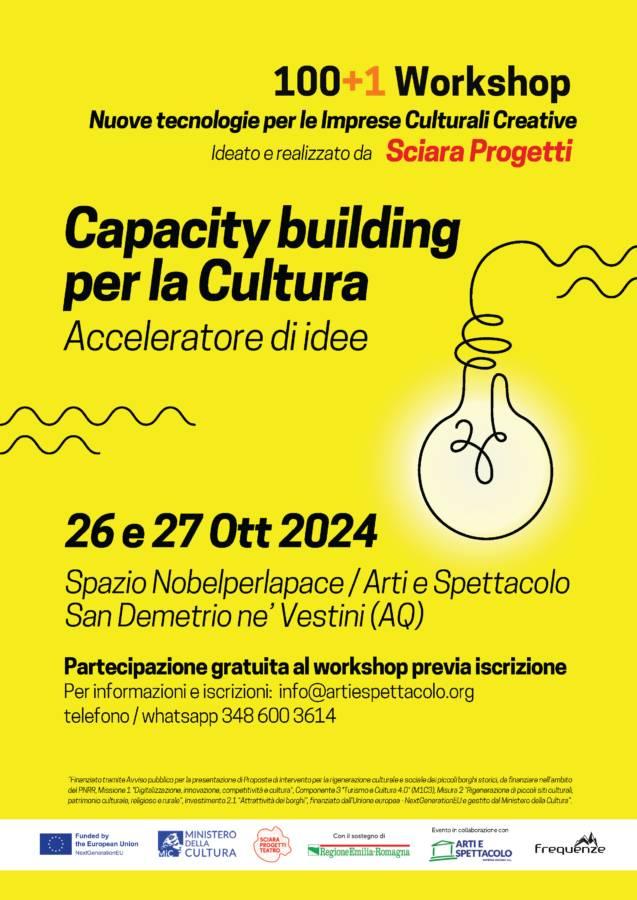 NOBELPERLAPACE: IL 26 E 27 OTTOBRE WORKSHOP GRATUITO DI “CAPACITY BUILDING PER LA CULTURA”
