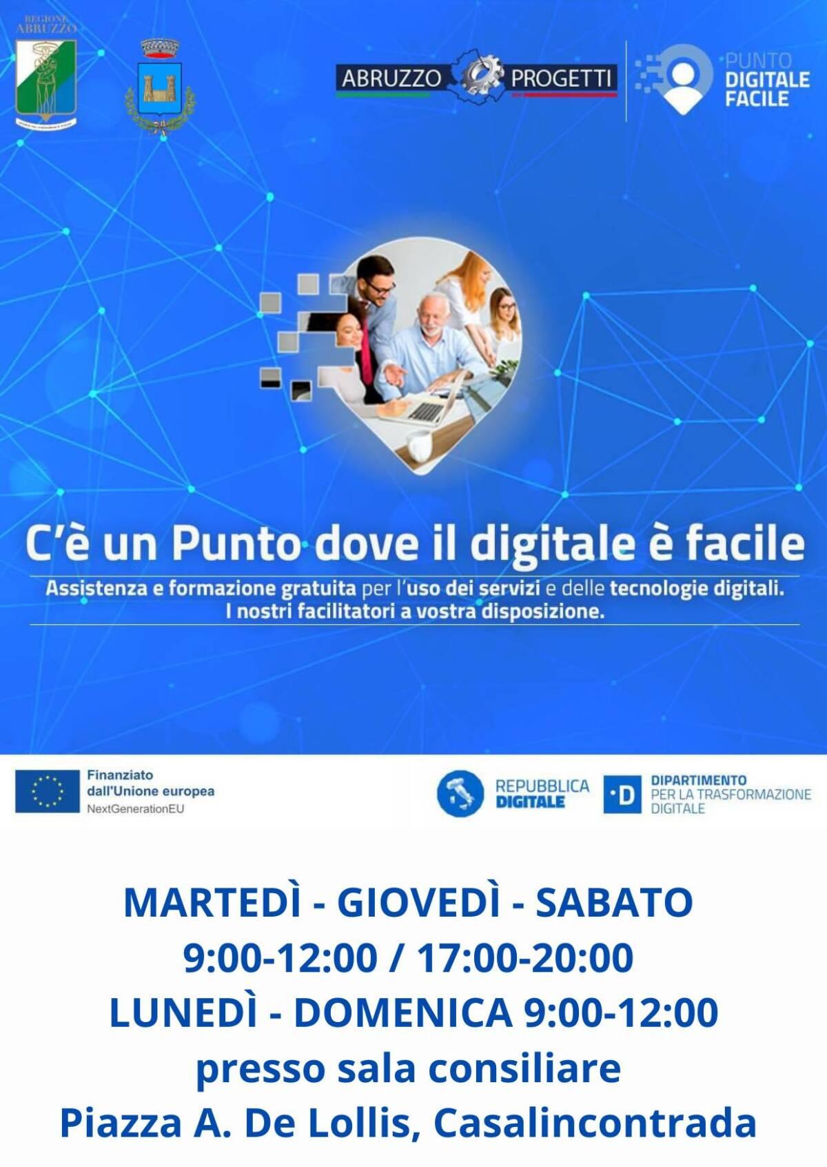 CASALINCONTRADA: DOMENICA 29 APRE IL “PUNTO DIGITALE FACILE” NELLA SALA CONSILIARE COMUNALE
