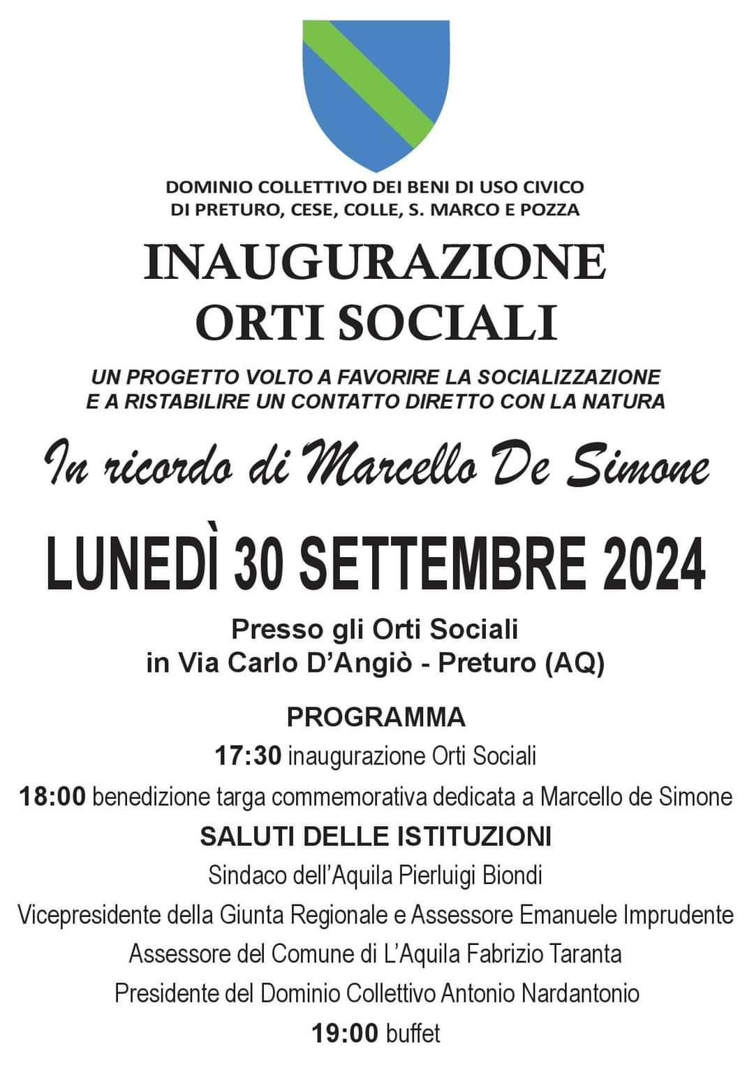 L’AQUILA: 50 ORTI SOCIALI A PRETURO, IL 30 SETTEMBRE L’INAUGURAZIONE