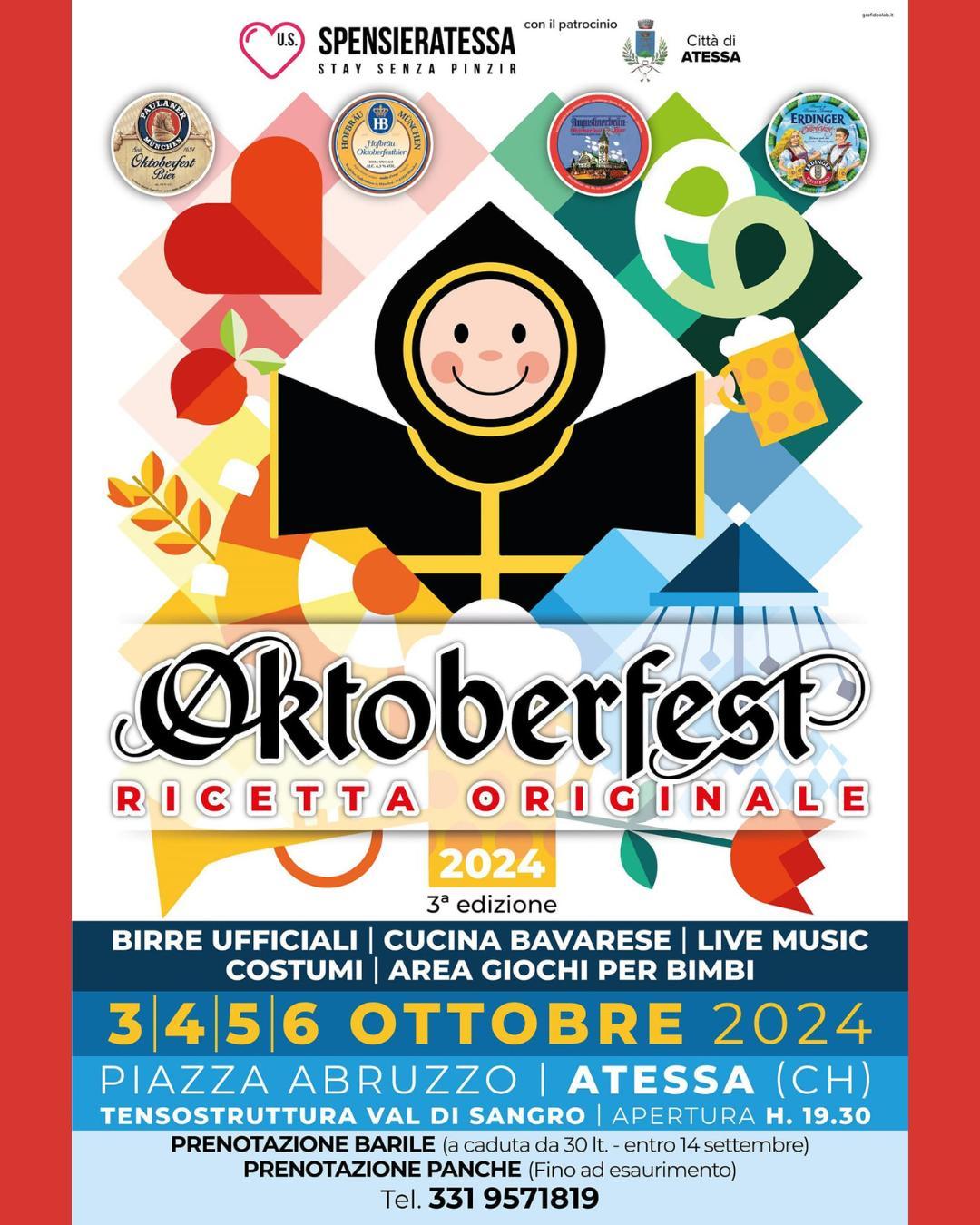 AD ATESSA TORNA L’OKTOBER FEST: “RICETTA ORIGINALE” DAL 3 AL 6 OTTOBRE