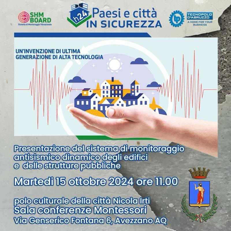 AVEZZANO: IN ARRIVO UN NUOVO SISTEMA DI MONITORAGGIO ANTISISMICO PER PALAZZI E STRUTTURE PUBBLICHE