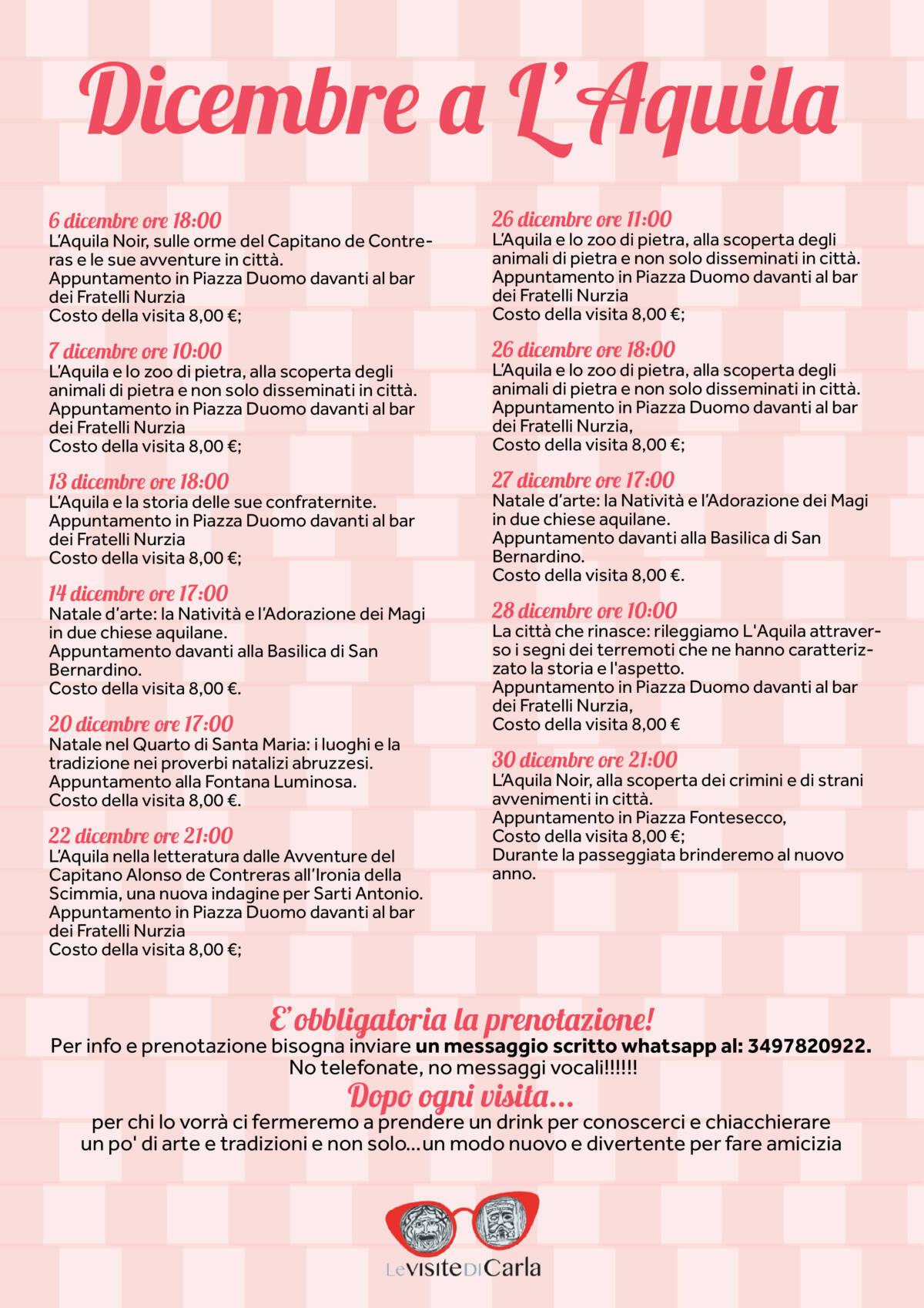 DICEMBRE ALL’AQUILA: ARTE, STORIA E TRADIZIONE CON “LE VISITE DI CARLA”