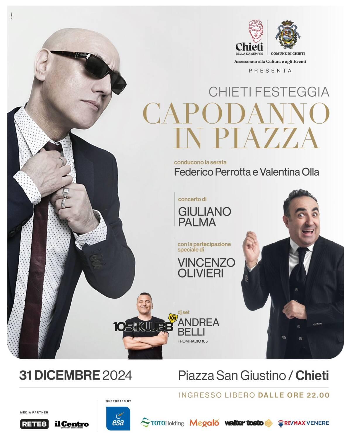 CHIETI: FESTA DI CAPODANNO TORNA IN PIAZZA SAN GIUSTINO CON PALMA, BELLI E OLIVIERI