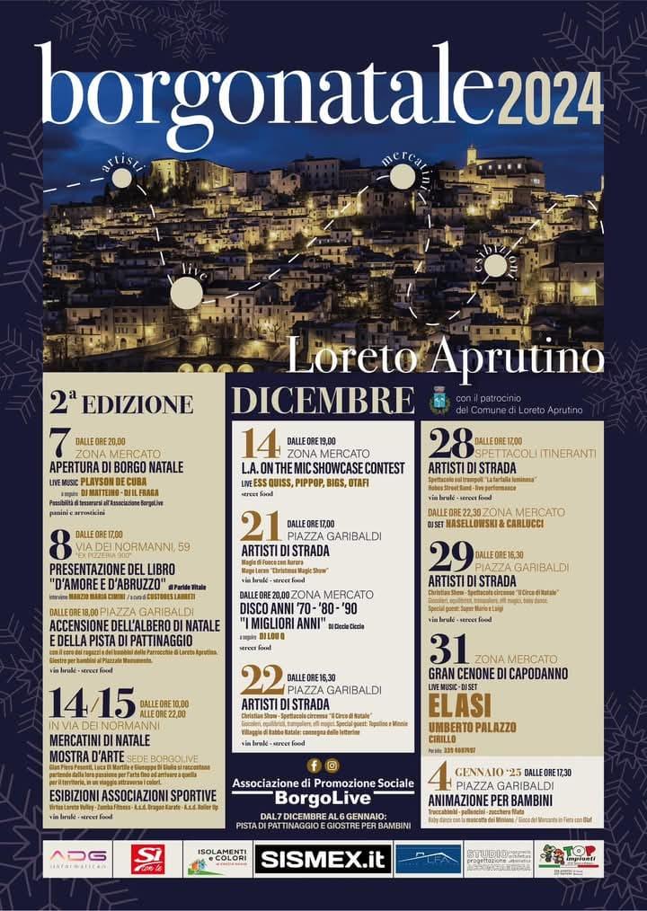 LORETO APRUTINO: ARRIVA “BORGO NATALE”, IL CALENDARIO DEGLI EVENTI