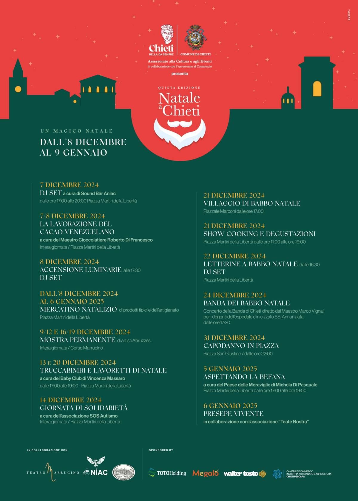 NATALE A CHIETI: MERCATINI, EVENTI E CONCERTO DI CAPODANNO CON GIULIANO PALMA, IL PROGRAMMA
