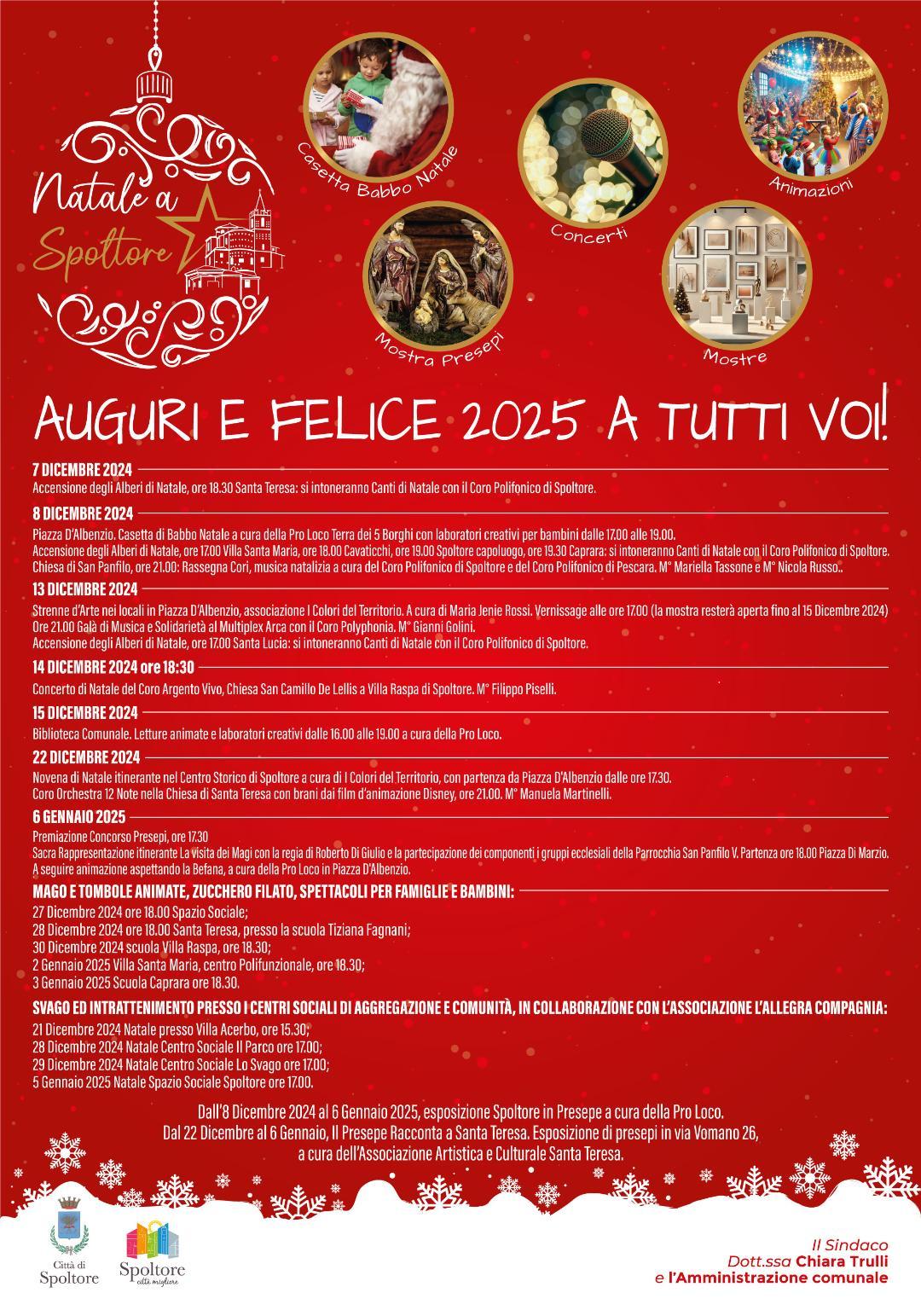 NATALE A SPOLTORE: GLI APPUNTAMENTI IN OCCASIONE DELLE FESTIVITA’