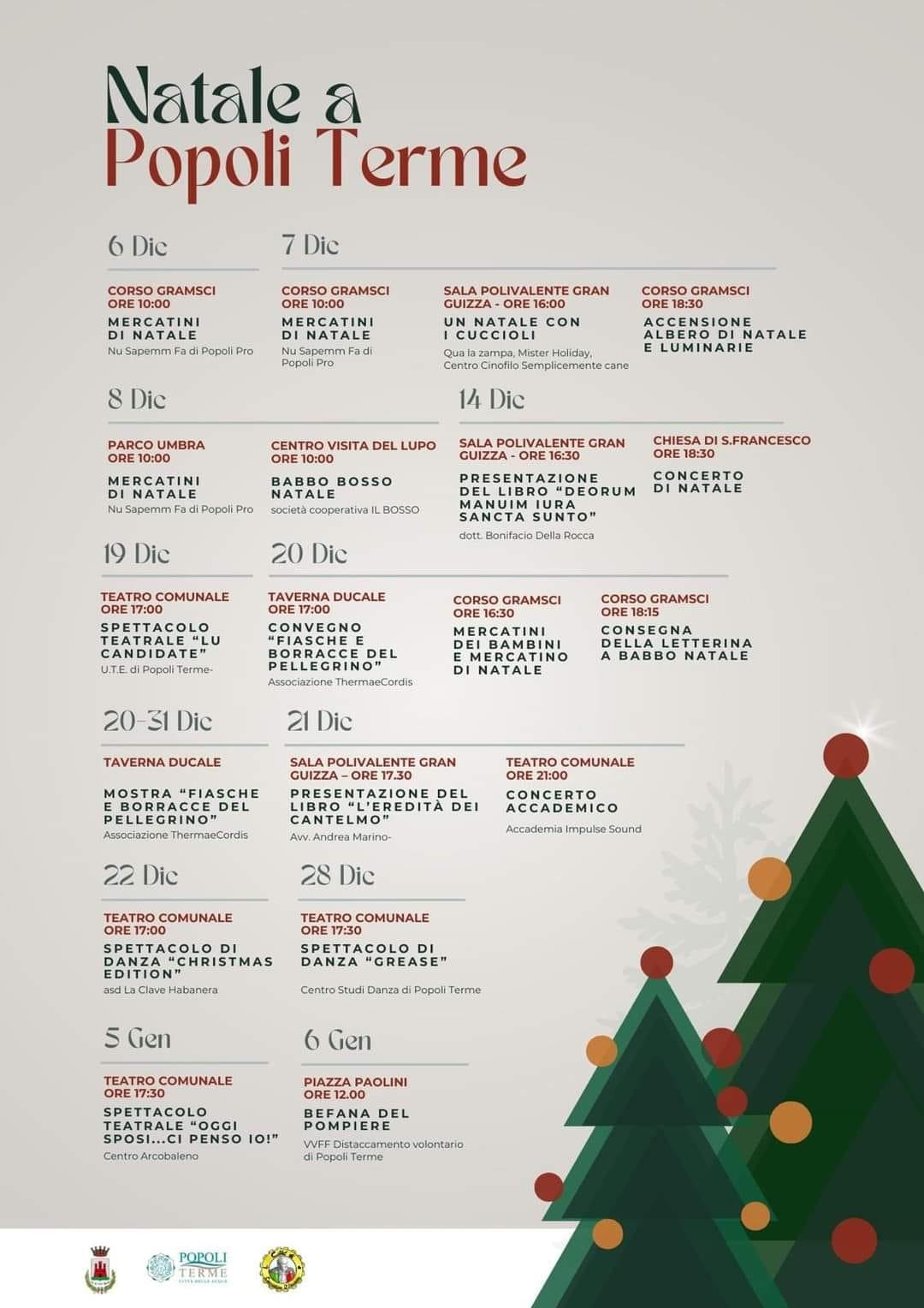 NATALE A POPOLI TERME: IL PROGRAMMA