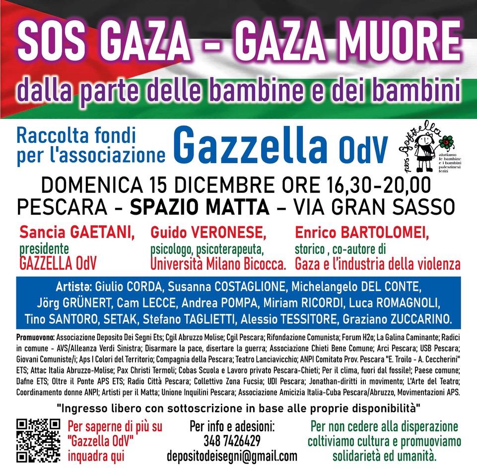 SOS GAZA-GAZA MUORE: DALLA PARTE DELLE BAMBINE E DEI BAMBINI, EVENTO E RACCOLTA FONDI A PESCARA
