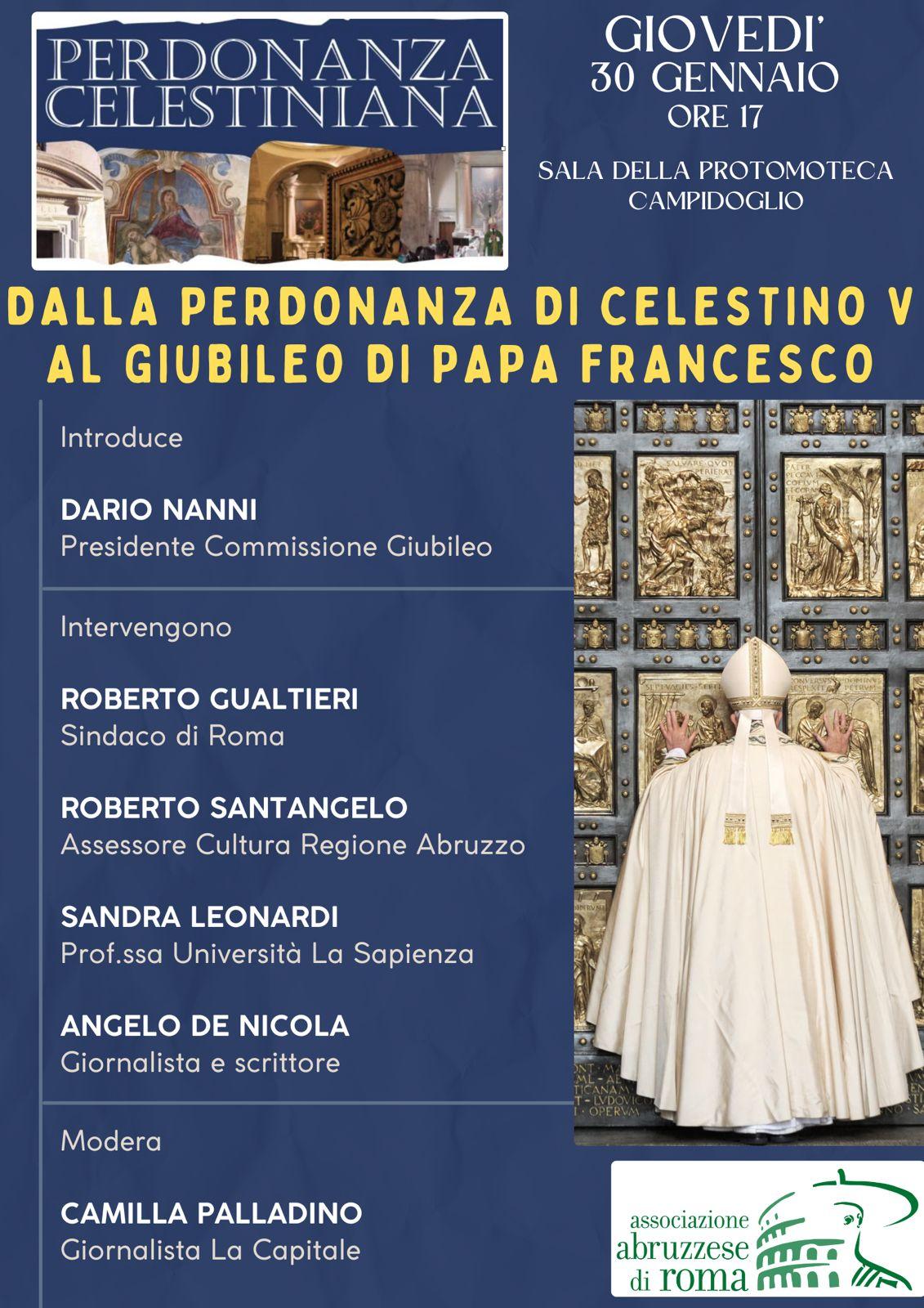 DOMANI A ROMA L’EVENTO “DALLA PERDONANZA DI CELESTINO AL GIUBILEO DI PAPA FRANCESCO”