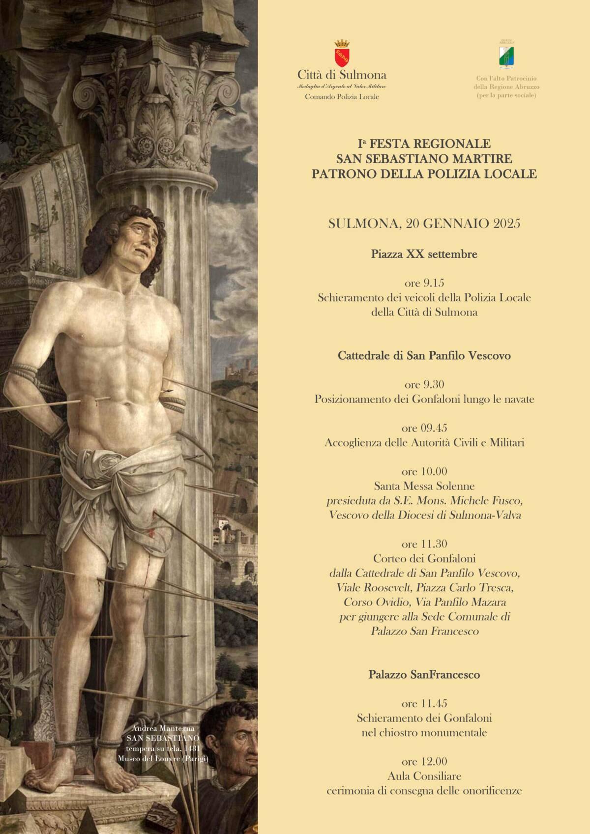 SULMONA OSPITERA’ IL 20 GENNAIO LA PRIMA FESTA REGIONALE DELLA POLIZIA LOCALE