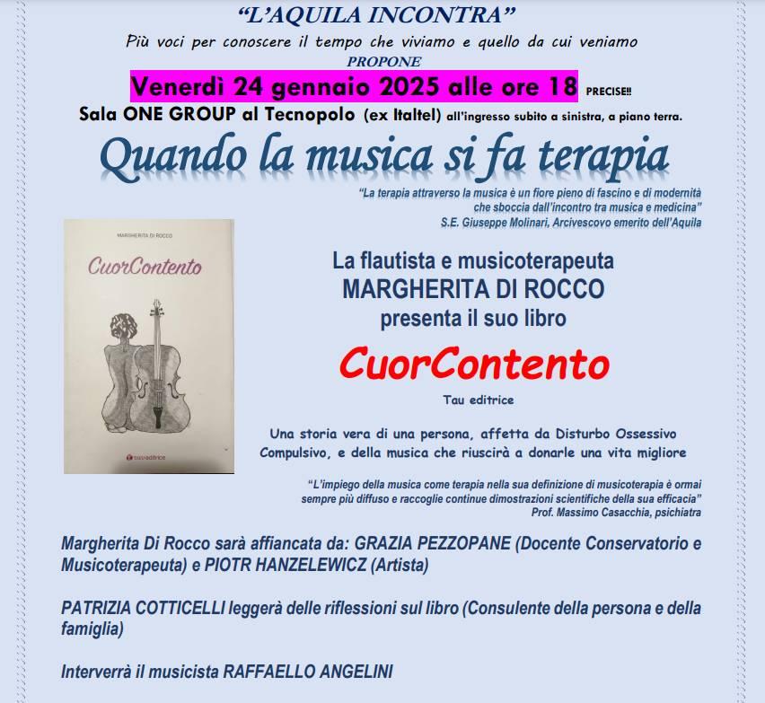 L’AQUILA INCONTRA: LA MUSICOTERAPIA E “CUORCONTENTO”, EVENTO AL TECNOPOLO