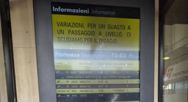 GUASTI SULLA LINEA BARI-PESCARA: L’IRA DEI PENDOLARI TRENITALIA