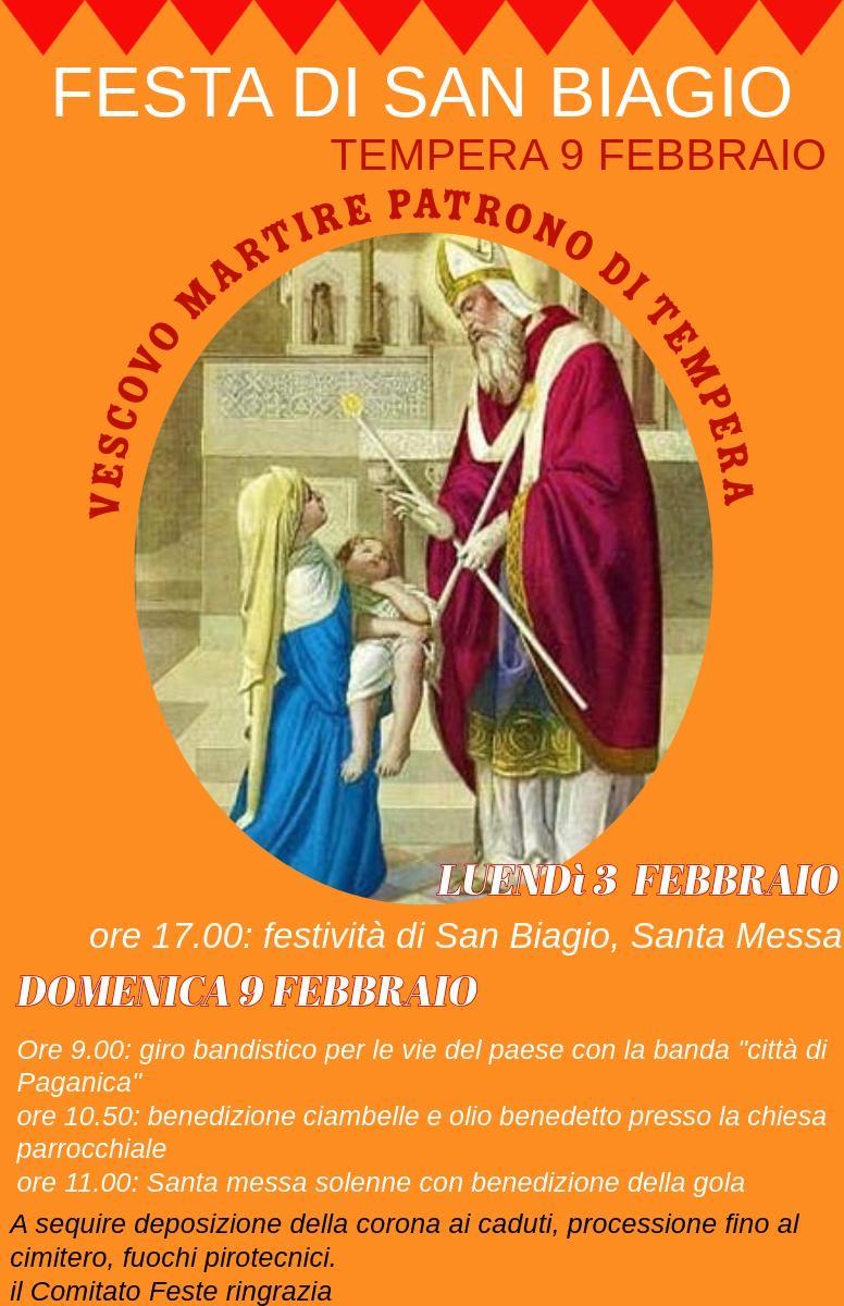 L’AQUILA: A TEMPERA SI FESTEGGIA SAN BIAGIO