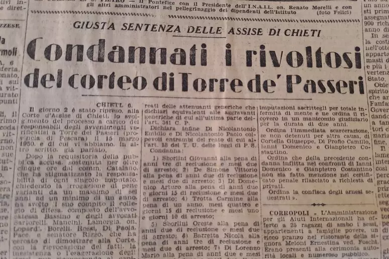 TORRE DEI PASSERI: SI INAUGURA UNA PIAZZA PER RICORDARE UNO SCIOPERO EPOCALE DEL 1950