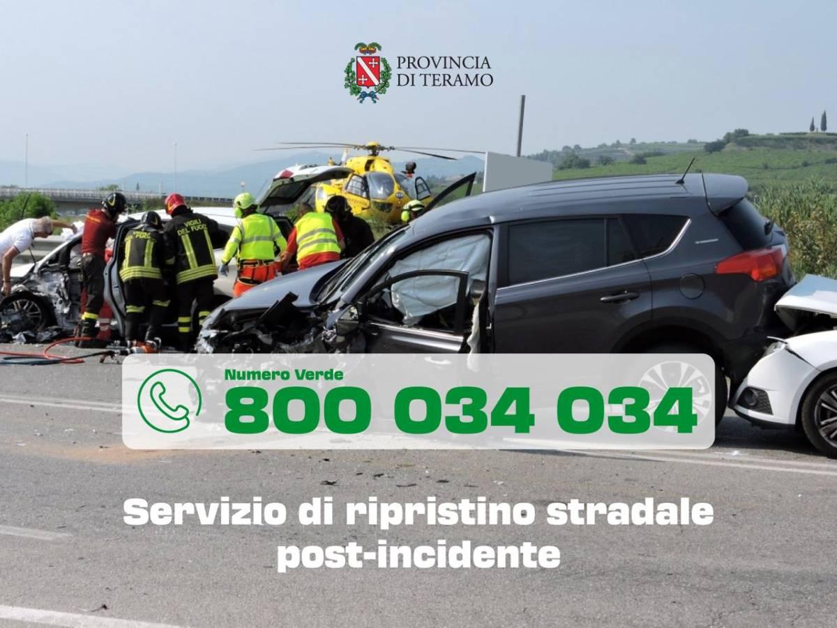 RIPRISTINO E SICUREZZA DEI LUOGHI DOPO GLI INCIDENTI: PROVINCIA DI TERAMO AFFIDA L’APPALTO