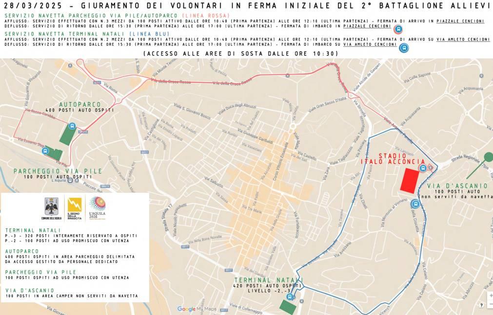 ESERCITO: ALL’AQUILA IL GIURAMENTO VOLONTARI FERMA INIZIALE, TUTTE LE INFORMAZIONI SULLA VIABILITA’