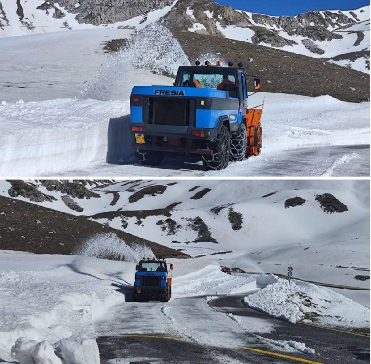 MEZZI DELLA PROVINCIA DELL’AQUILA AL LAVORO PER RIAPRIRE LA SP PER CAMPO IMPERATORE