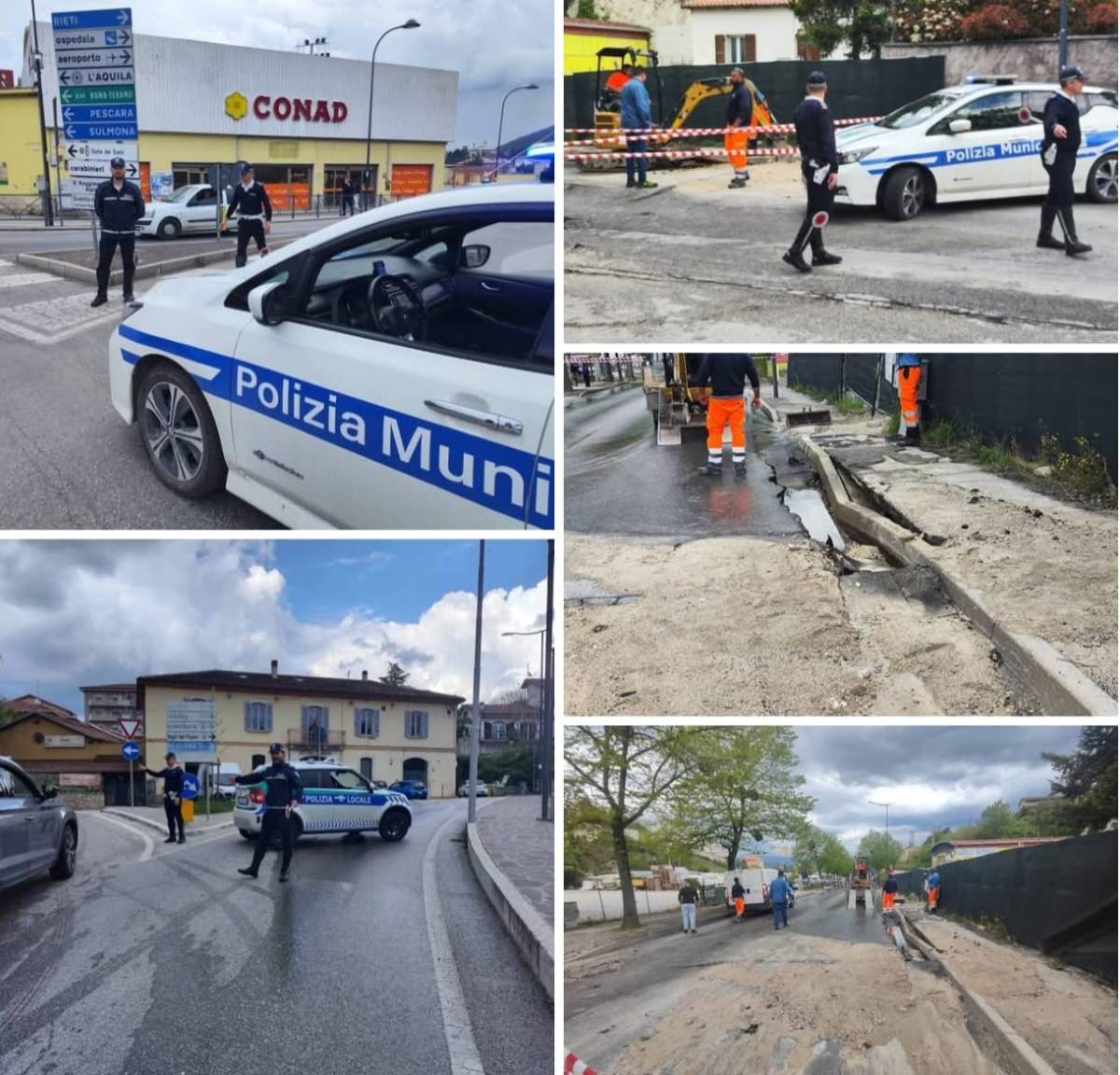 L’AQUILA: SI ROMPE UNA CONDUTTURA D’ACQUA IN VIALE DELLA CROCE ROSSA, STRADA ALLAGATA E CODE