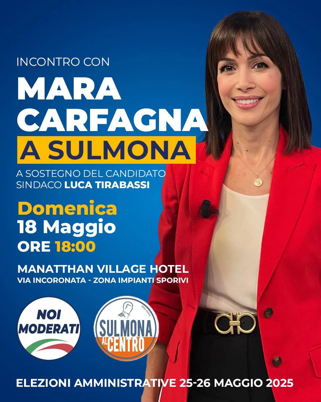 VOTO A SULMONA: DOMENICA ARRIVA MARA CARFAGNA A SOSTEGNO DELLA CANDIDATURA DI TIRABASSI
