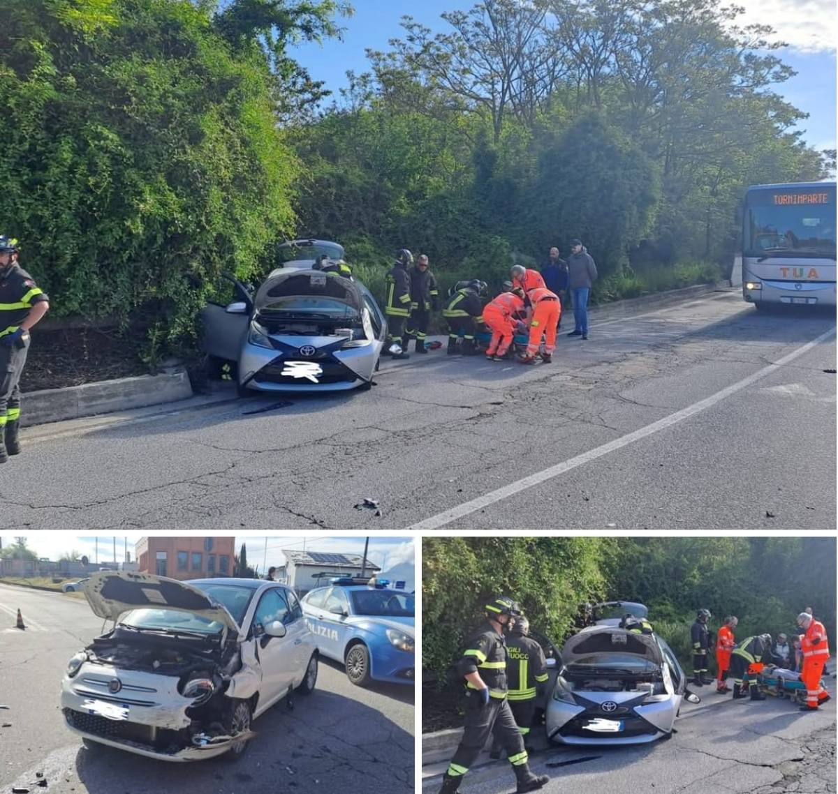 L’AQUILA: SCHIANTO FRA DUE AUTO IN VIA DELLA POLVERIERA, QUATTRO PERSONE TRASPORTATE IN OSPEDALE