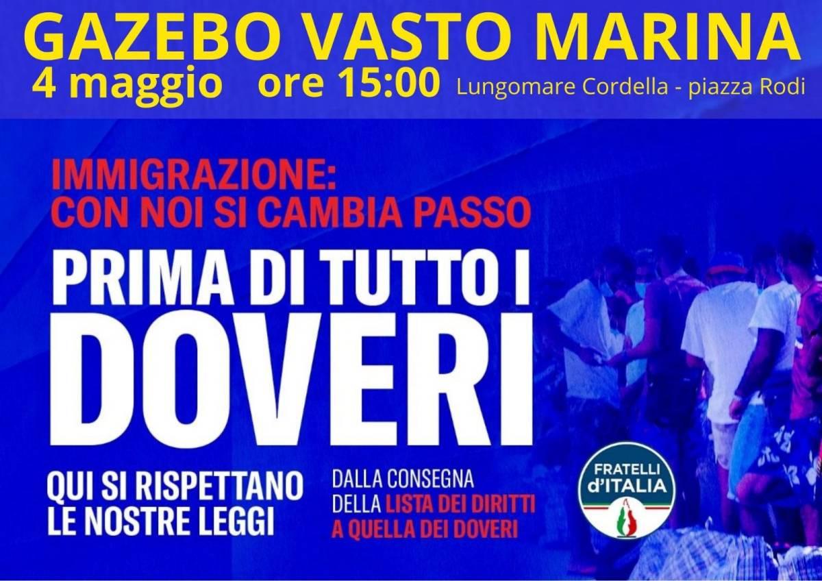 MIGRANTI: “PRIMA DI TUTTO I DOVERI”, GAZEBO FRATELLI D’ITALIA A VASTO MARINA
