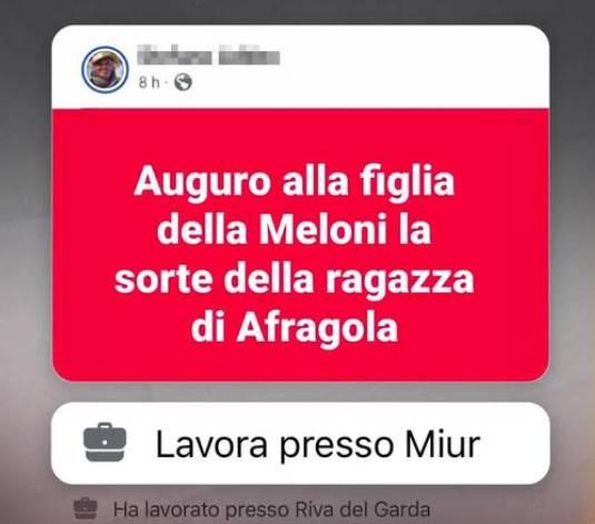 MINACCE A MELONI: SIGISMONDI, “PAROLE ABERRANTI, MONDO POLITICO CONDANNI”