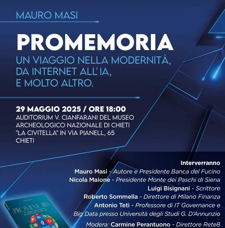 “PROMEMORIA”: IL NUOVO LIBRO DI MAURO MASI “GUIDA ESSENZIALE PER LA MODERNITA'”