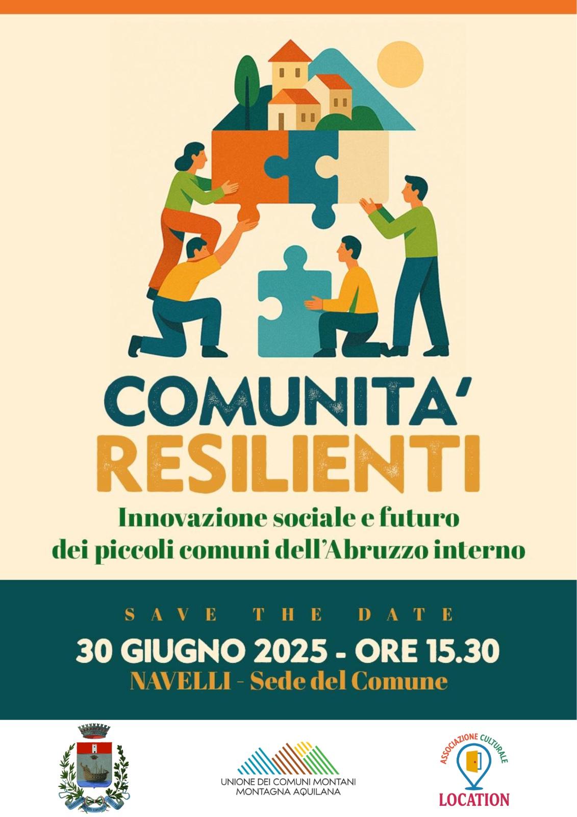 SOCIALE: COMUNITA’ RESILIENTI E INNOVAZIONE PICCOLI COMUNI DELL’ABRUZZO INTERNO, CONVEGNO A NAVELLI