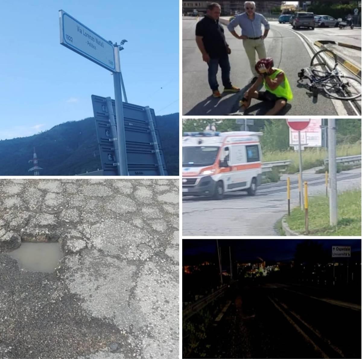 L’AQUILA: CADE CON LA BICI VICINO ALL’OSPEDALE A CAUSA DEI BINARI NON RIMOSSI DELLA VECCHIA METRO