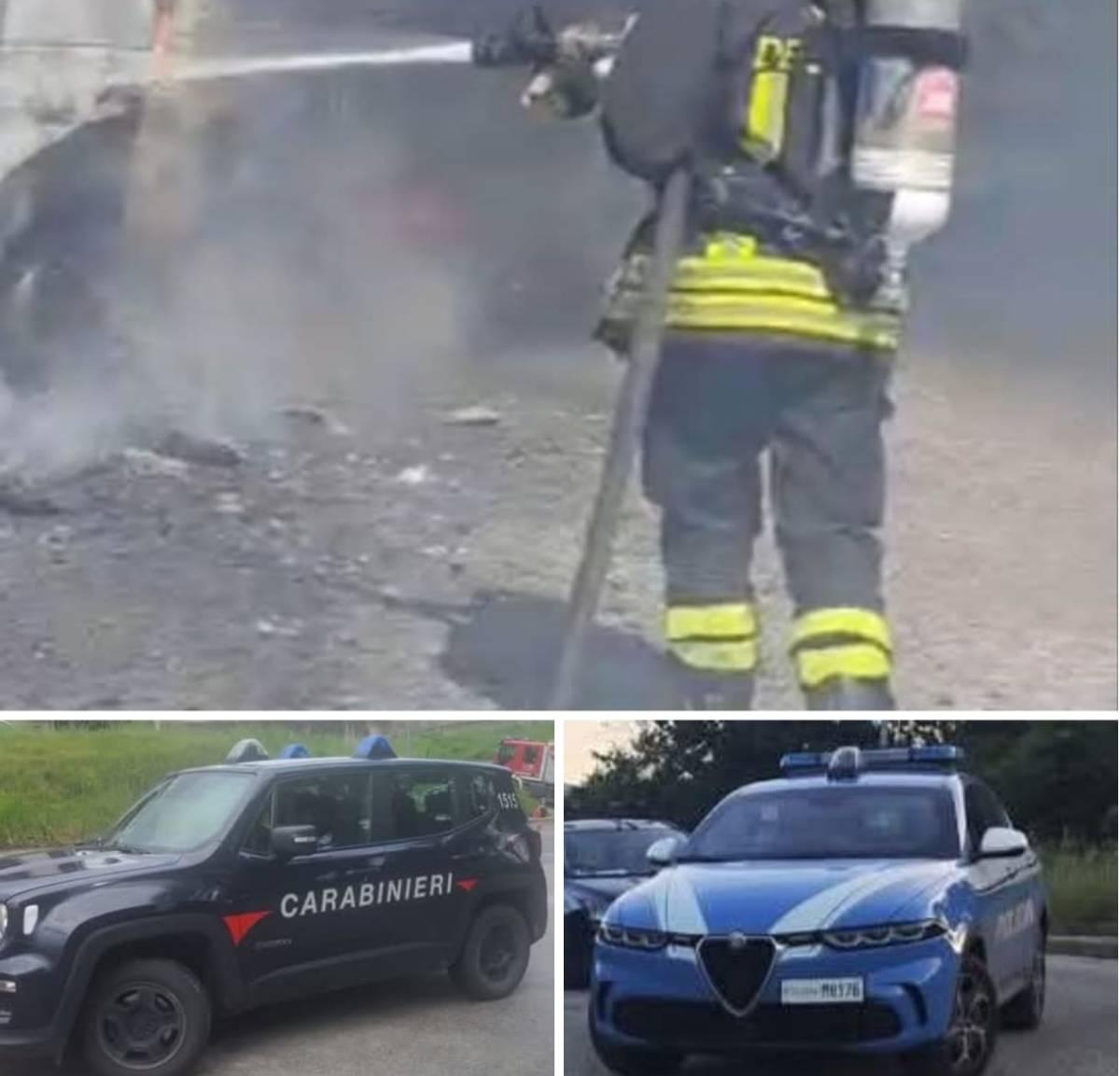 L’AQUILA: IN FIAMME UN FUORISTRADA VICINO AD ASSERGI, SALVO IL CONDUCENTE