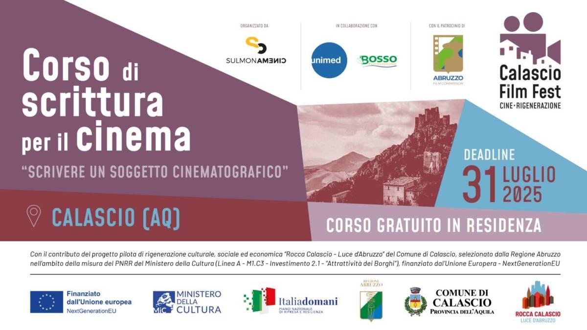 CALASCIO FILM FEST: A SETTEMBRE PRIMA EDIZIONE, CORSO DI SCENEGGIATURA, APERTE ISCRIZIONI