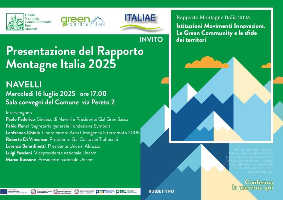 SI TERRA’ A NAVELLI LA PRESENTAZIONE DEL RAPPORTO “MONTAGNE ITALIA 2025”