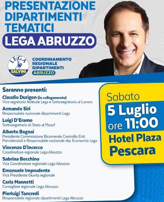 LEGA ABRUZZO: DIPARTIMENTI TEMATICI REGIONALI, LA PRESENTAZIONE CON I VERTICI DEL PARTITO