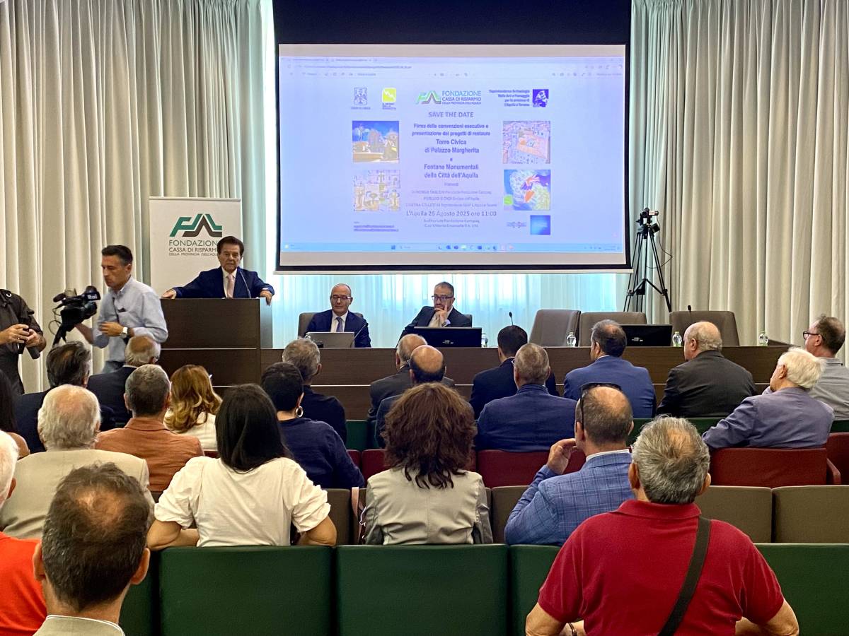 L’AQUILA: RESTAURO TORRE CIVICA E FONTANE, COMUNE FIRMA CONVENZIONE CON FONDAZIONE CARISPAQ