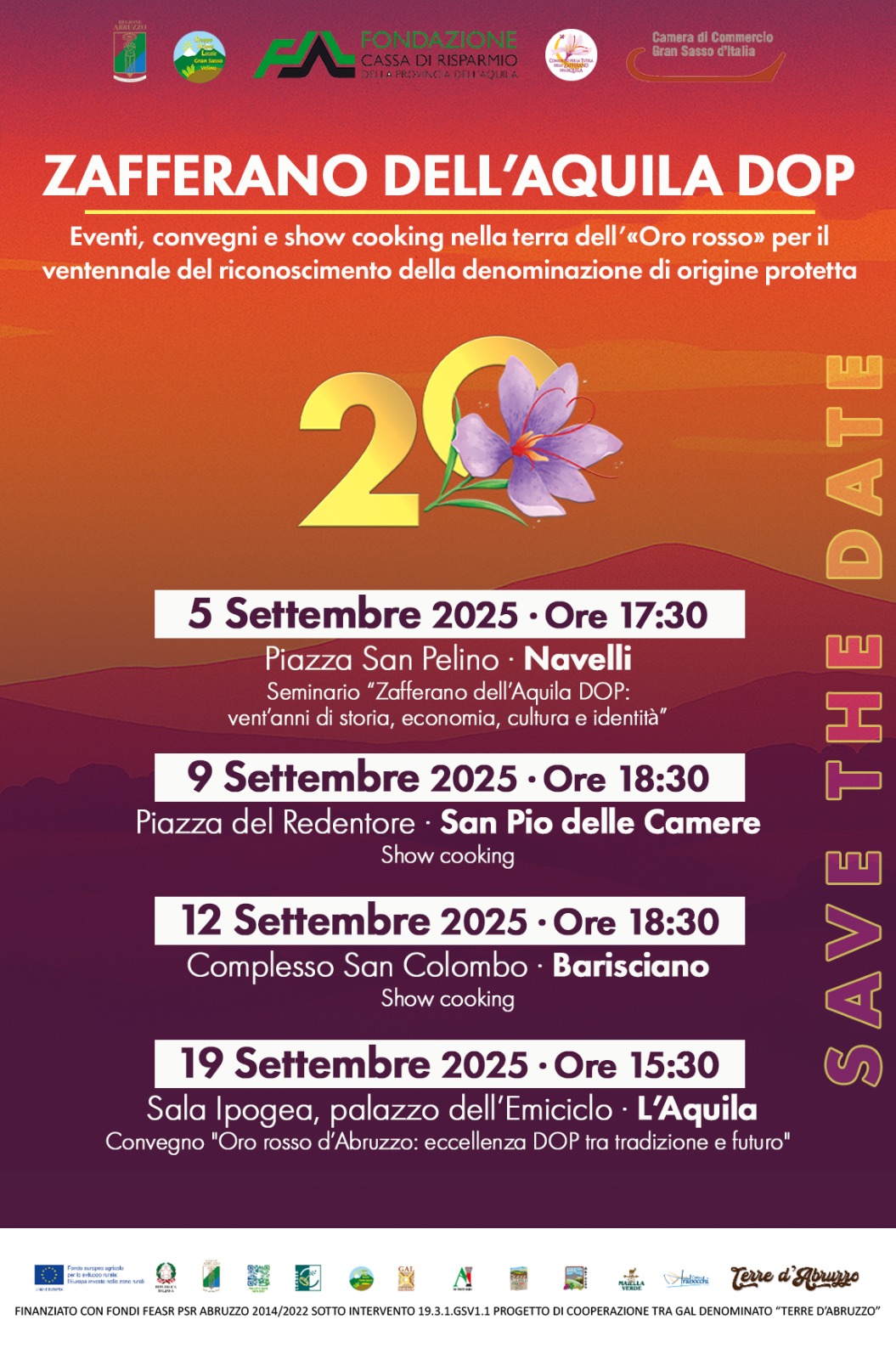 VENTENNALE ZAFFERANO DELL’AQUILA DOP: IL 2 SETTEMBRE PRESENTAZIONE DEL PROGRAMMA PER CELEBRAZIONI