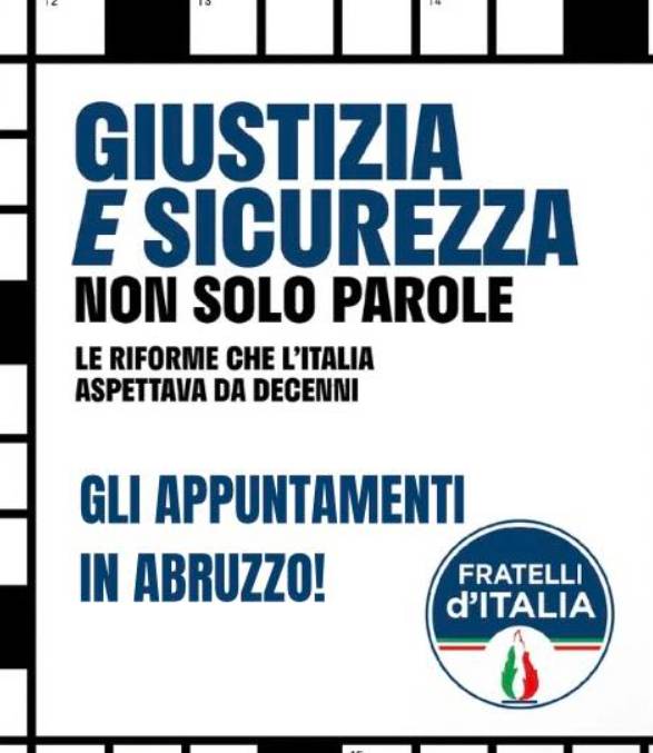 TOUR FDI IN ABRUZZO: “GIUSTIZIA E SICUREZZA, CONDIVIDIAMO PAGINE DI BUONA POLITICA”