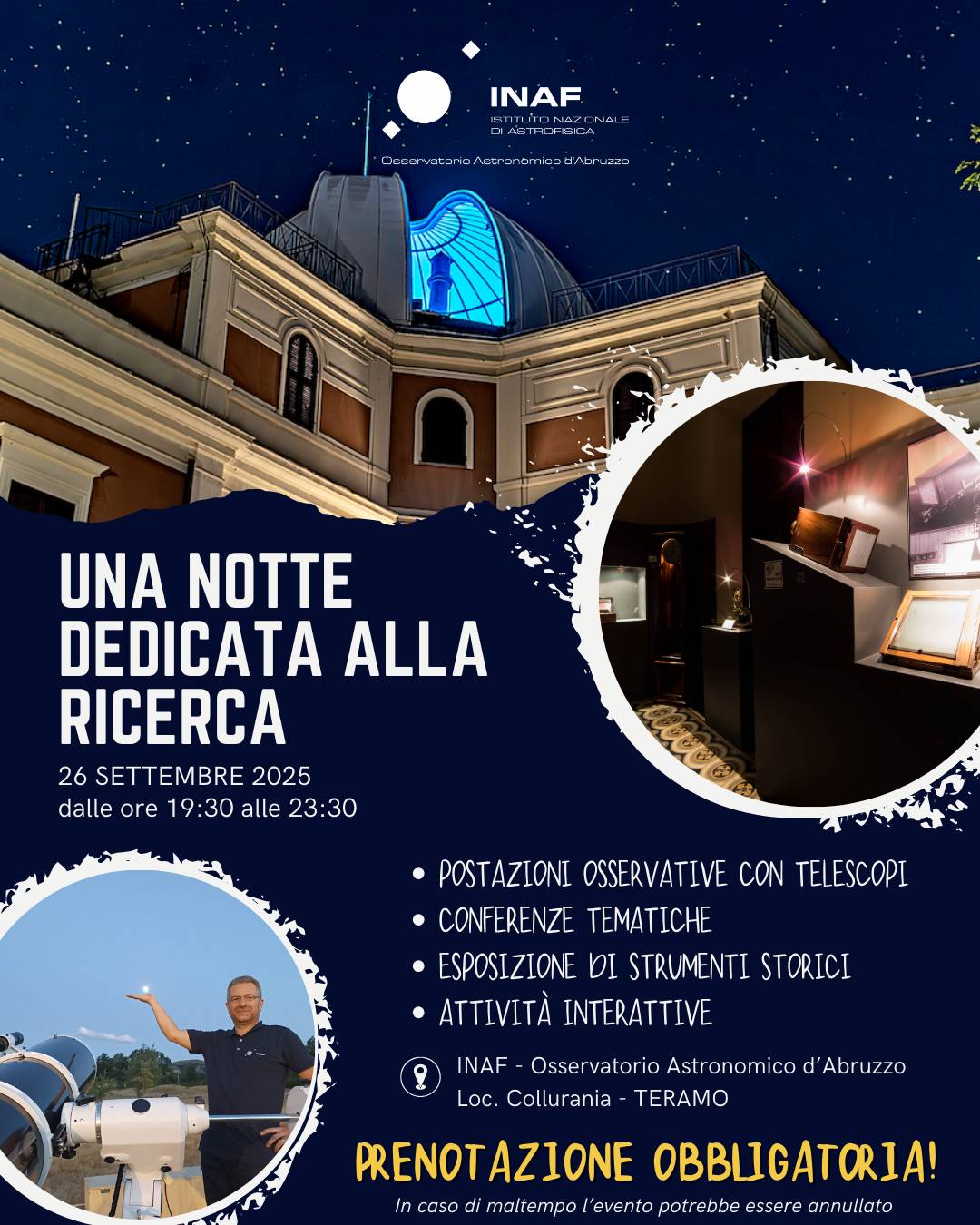 UNA NOTTE DEDICATA ALLA RICERCA: GLI EVENTI DELL’INAF OSSERVATORIO ASTRONOMICO D’ABRUZZO