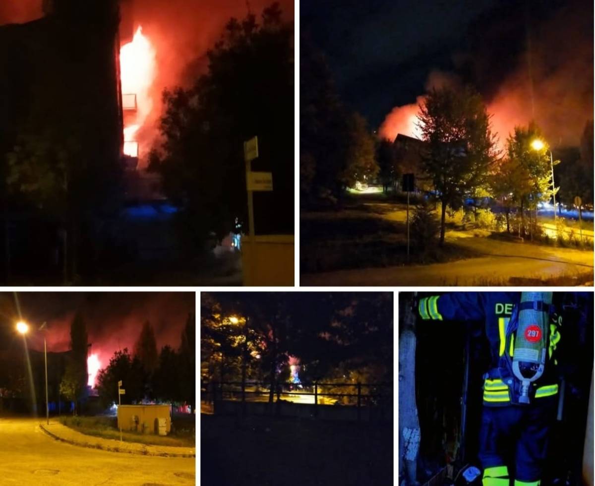 L’AQUILA: INCENDIO AL PROGETTO CASE DI BAZZANO NELLA NOTTE, CACCIA AL PIROMANE