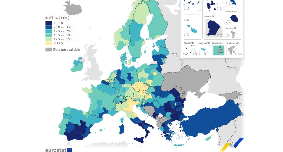 EUROSTAT: RISCHIO POVERTÀ, EMERGENZA SUD ITALIA, RECORD NEGATIVO IN CALABRIA E CAMPANIA