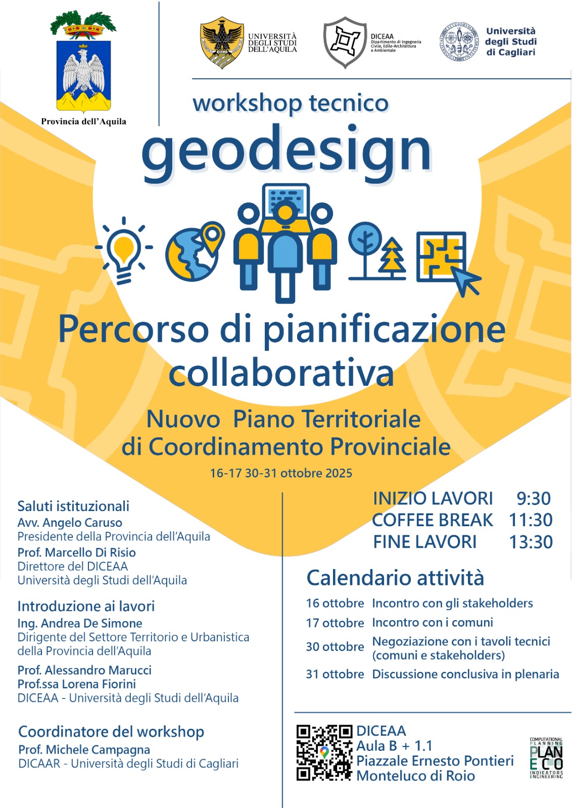 GEODESIGN: ALL’AQUILA WORKSHOP PIANIFICAZIONE PARTECIPATA PER NUOVO PIANO TERRITORIALE PROVINCIALE