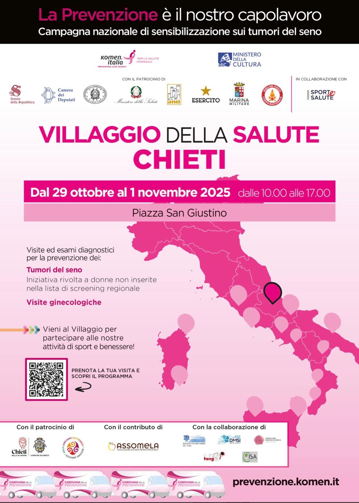 “LA PREVENZIONE E’ IL NOSTRO CAPOLAVORO”: A CHIETI IL VILLAGGIO DELLA SALUTE DI KOMEN