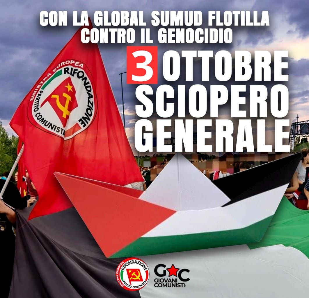 FLOTILLA: PRC, “BLOCCHIAMO TUTTO, BENVENUTO SCIOPERO GENERALE”, LE MANIFESTAZIONI IN ABRUZZO