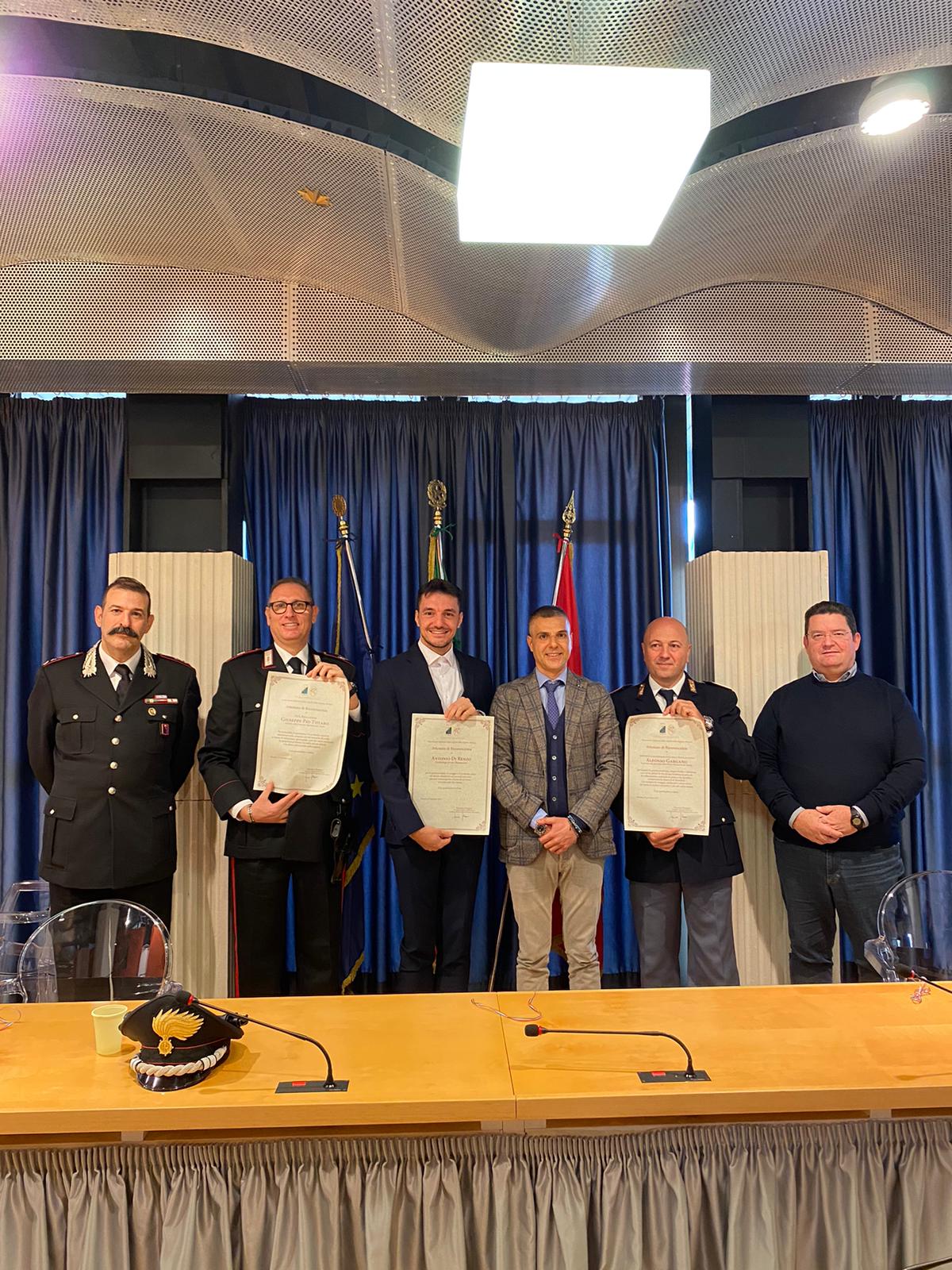PESCARA:  CONSEGNATE TRE PERGAMENE AL VALORE CIVICO DALL’OSSERVATORIO DELLA LEGALITA’
