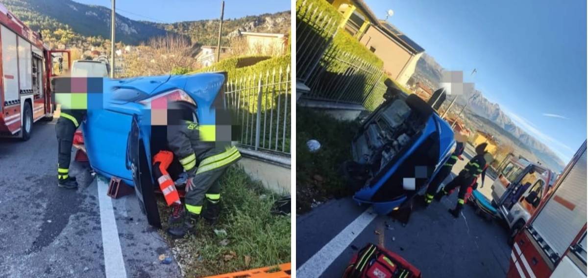 L’AQUILA: AUTO SI SCHIANTA CONTRO UN MURO E SI RIBALTA, UN FERITO TRASPORTATO IN OSPEDALE