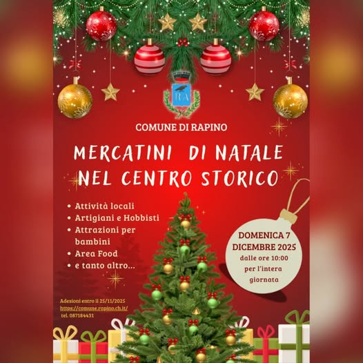 RAPINO: MERCATINI DI NATALE NEL CENTRO STORICO