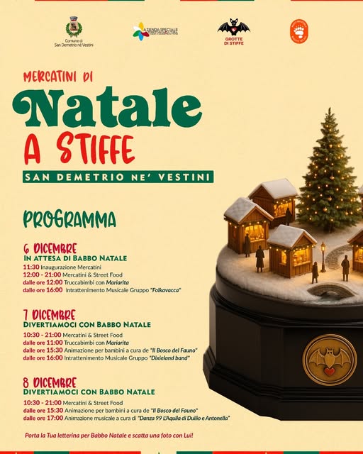 STIFFE: MERCATINI DI NATALE DAL 6 ALL’8 DICEMBRE, IL PROGRAMMA