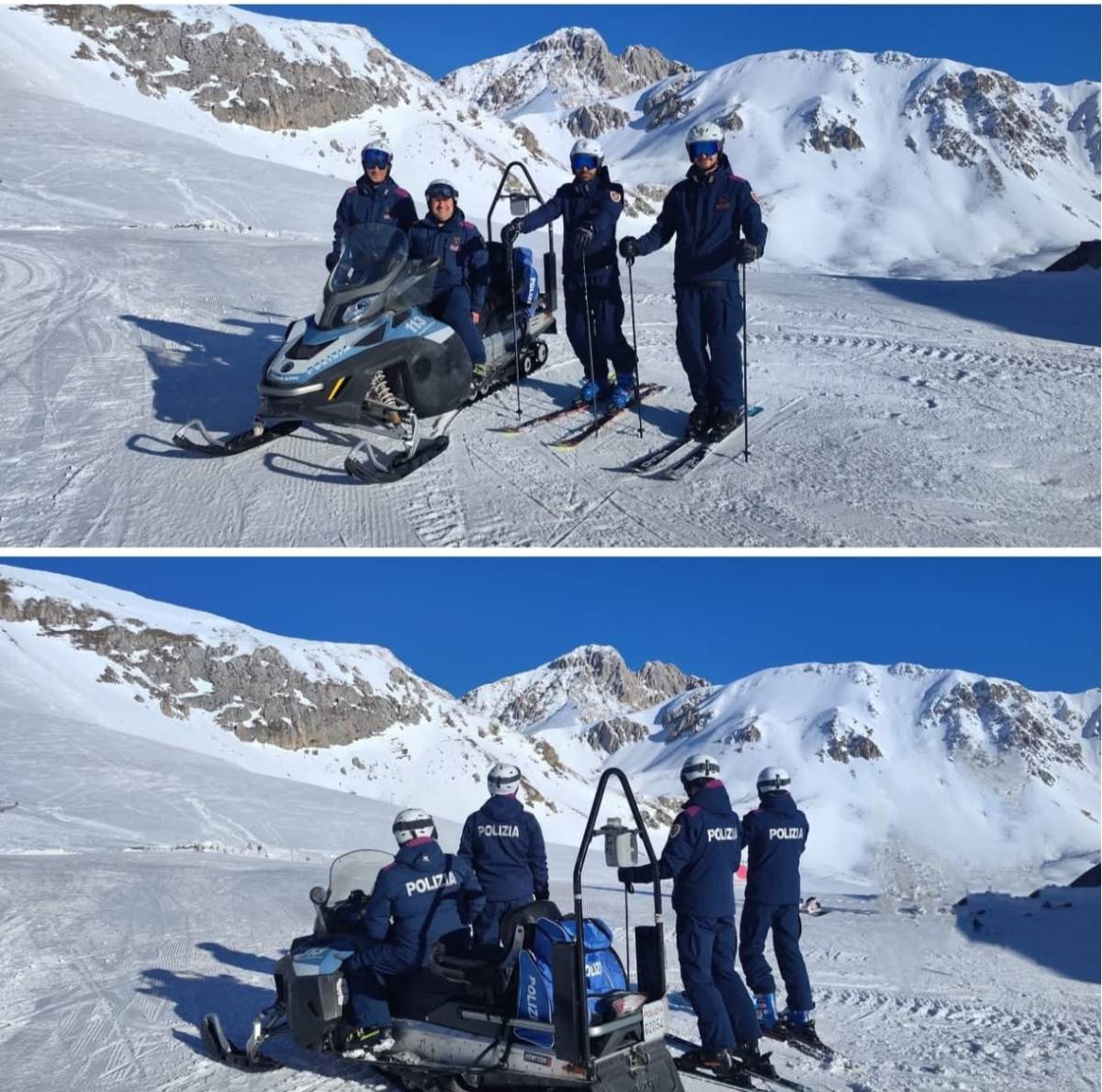CAMPO IMPERATORE: PRESIDIO DI POLIZIOTTI SPECIALIZZATI PER GARANTIRE LA SICUREZZA DEGLI SCIATORI