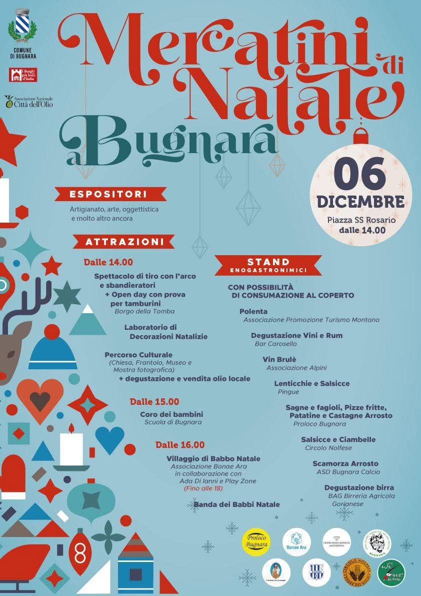 MAERCATINI DI NATALE A BUGNARA: IL PROGRAMMA