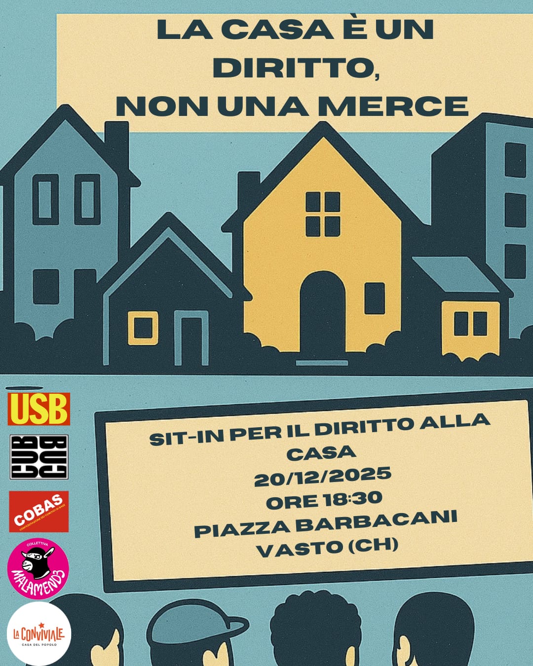DIRITTO ALLA CASA: SABATO PROSSIMO SIT- IN A VASTO PER SOLLECITARE INIZIATIVE DEL COMUNE